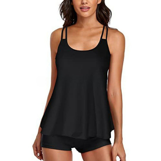 Damen Sportliches Tankini-Set mit bequemem Shorts und verstellbaren Trägern R&B