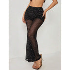 Damen Elegante transparente Palazzo-Hose mit funkelnden Akzenten R&B