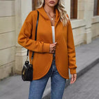Damen gemütlicher Kapuzenmantel mit lässigem Schnitt und weichem Material R&B
