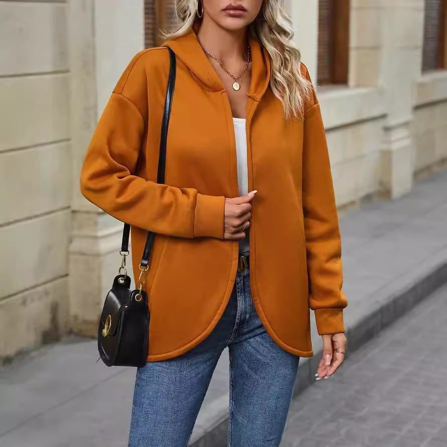 Damen gemütlicher Kapuzenmantel mit lässigem Schnitt und weichem Material R&B