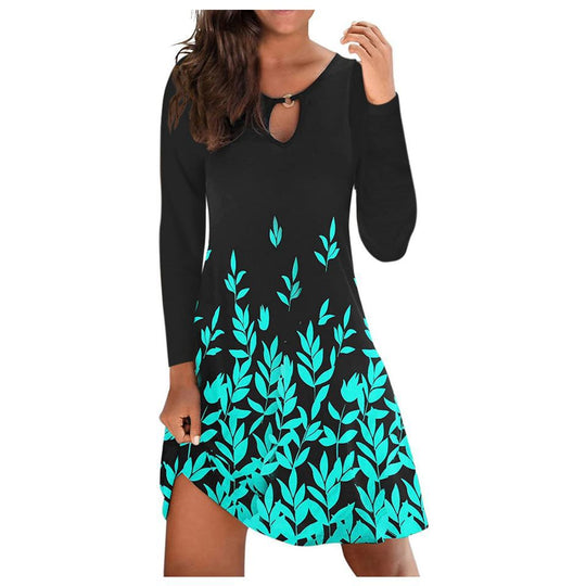 Damen Freizeitkleid mit stylischem V-Ausschnitt und buntem Floralprint R&B