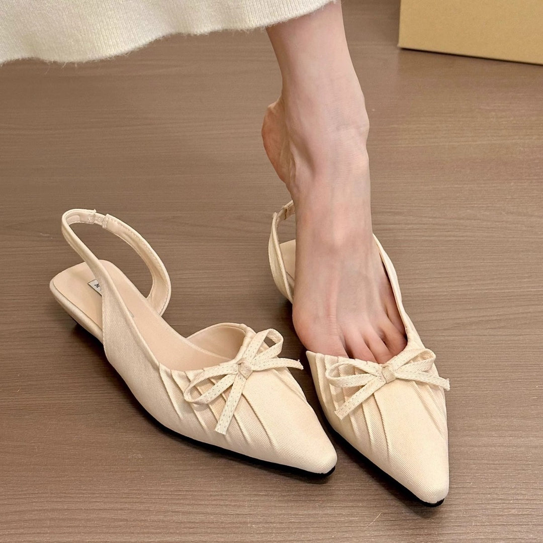 Damen elegante Sling-Ballerinas mit dekorativen Schleifen und flachem Absatz R&B