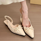Damen elegante Sling-Ballerinas mit dekorativen Schleifen und flachem Absatz R&B