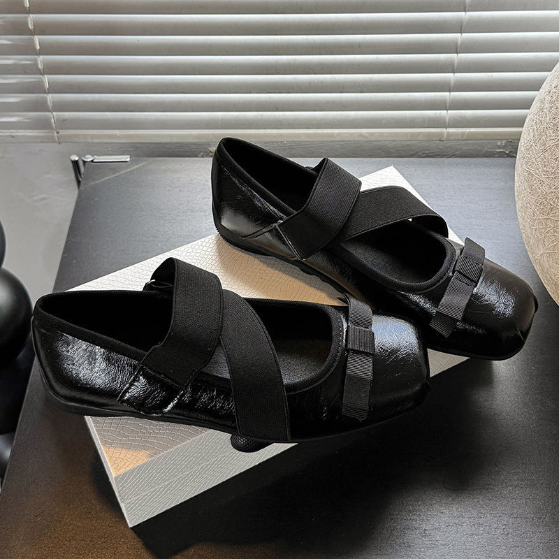 Damen Ballerinas mit elastischen Riemen und dekorativer Schleifen-Applikation R&B