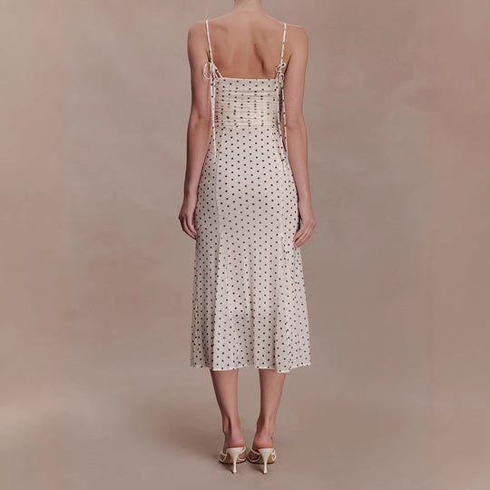 Damen Midi-Party-Kleid mit Rüschendetails und transparenter Stoffstruktur R&B