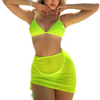 Damen Triangel-Bikini mit durchscheinendem Wickelrock R&B