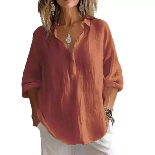 Damen Leichte Leinenbluse R&B