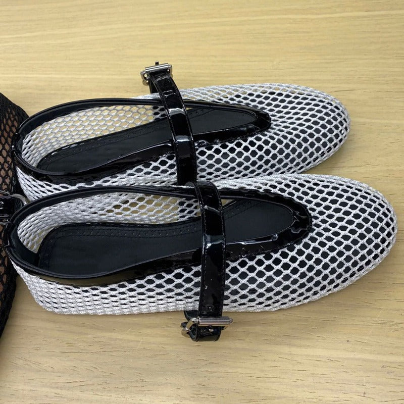 Damen Netz-Slipper mit verstellbarem Riemen und weichem Innenfutter R&B