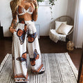 Damen Zweiteiliges Set mit floralem Butterfly-Muster und elastischem Taillenbund R&B