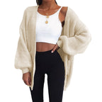 Damen Grober Strickcardigan mit ballonförmigen Ärmeln und lässigem Schnitt R&B