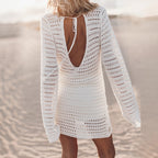 Damen gehäkeltes Minikleid mit langen Ärmeln R&B