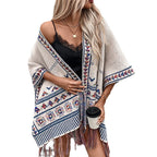 Damen stilvolle Poncho mit buntem Ethnomuster