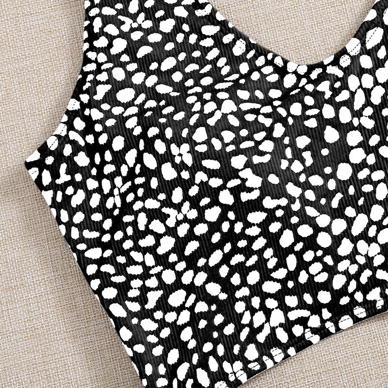 Damen Cropped Badeanzug mit asymmetrischem Design und modischen Bindändern