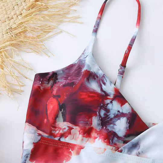 Damen Hoch tailliertes Bikini-Set mit Blumenmuster R&B