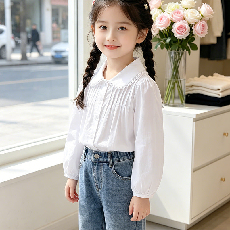 Mädchen Bluse mit Rüschendetails und elegantem Kragen R&B