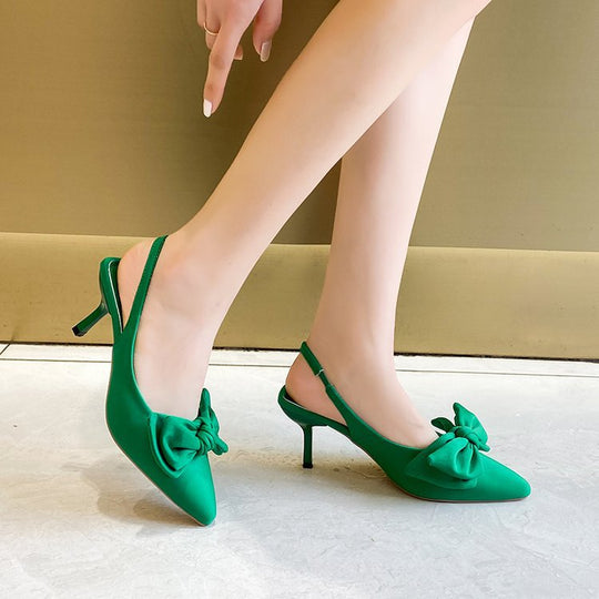 Damen Slingback-Pumps mit dekorativem Schleifen-Detail R&B