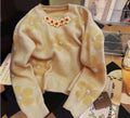 Damen Pullover mit floralem Design und Perlenapplikationen