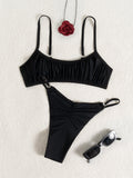 Damen Bikini-Set mit romantischen Rüschendetails und verstellbaren Trägern R&B