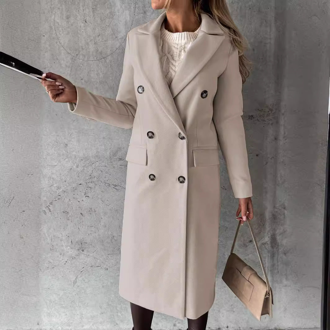 Damen Eleganter und zeitloser Trenchcoat mit doppelter Knopfleiste und praktischen Taschen R&B