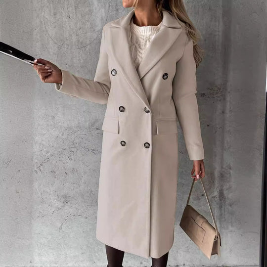 Damen Eleganter und zeitloser Trenchcoat mit doppelter Knopfleiste und praktischen Taschen R&B