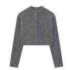 Damen cropped Strickjacke mit eleganten Knopfdetails R&B