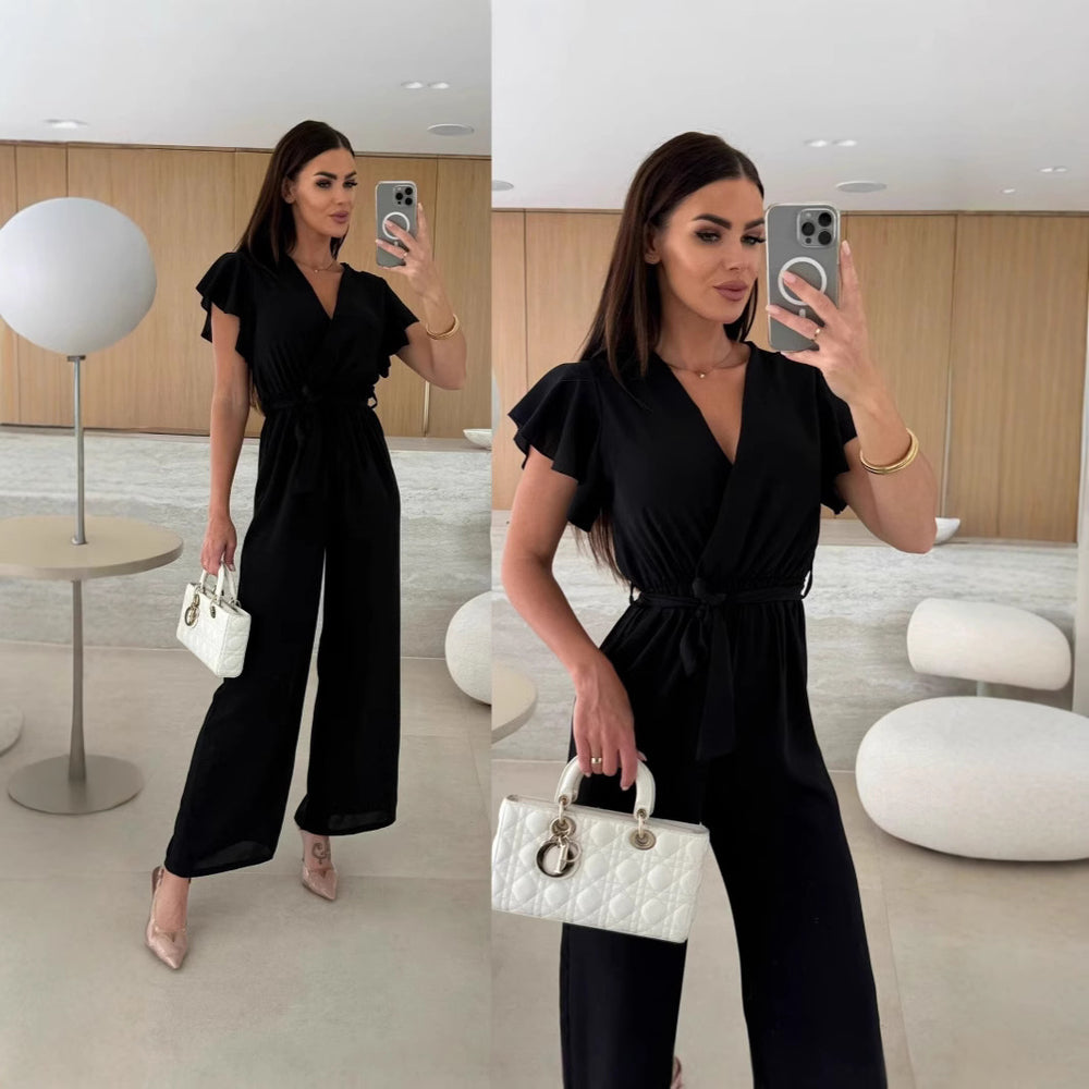 Damen eleganter Jumpsuit mit voluminösen Ärmeln und schmaler Taillenbetonung R&B