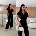 Damen eleganter Jumpsuit mit voluminösen Ärmeln und schmaler Taillenbetonung R&B