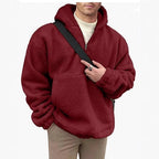 Herren kuscheliger Fleece-Pullover mit halbem Reißverschluss R&B