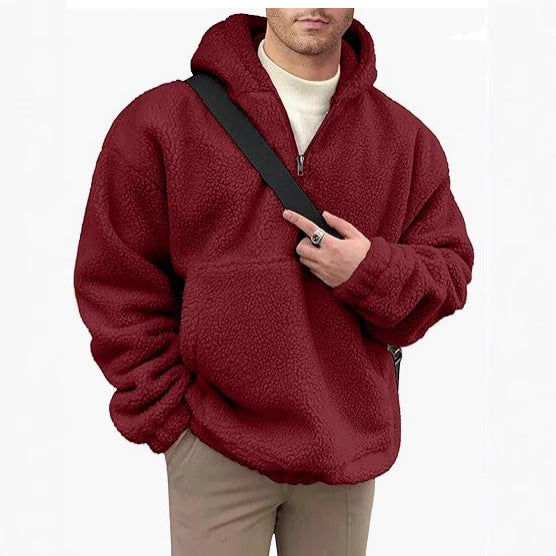 Herren kuscheliger Fleece-Pullover mit halbem Reißverschluss R&B