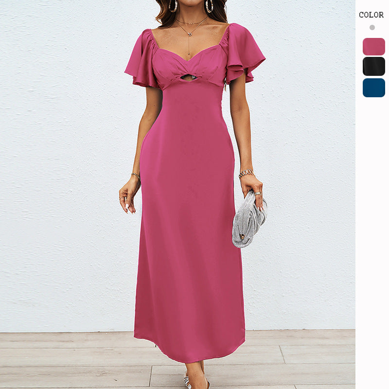 Damen Elegantes Off-Shoulder Maxikleid mit elastischem Rock und Rüschendetails R&B