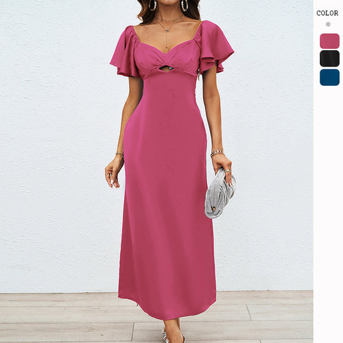 Damen Elegantes Off-Shoulder Maxikleid mit elastischem Rock und Rüschendetails R&B