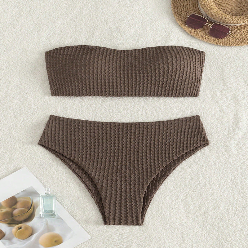 Damen Bandeau-Bikini mit raffiniertem Knoten-Design und hohem Bund R&B