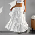 Damen Maxi-Rock mit lässigem Volant-Design und elastischem Bund R&B