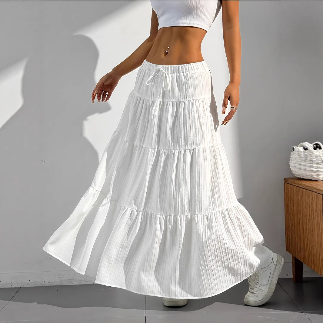 Damen Maxi-Rock mit lässigem Volant-Design und elastischem Bund R&B