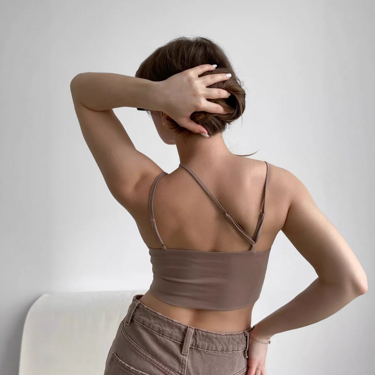 Damen Crop-Top mit schmalen Trägern und innovativem Schnitt R&B