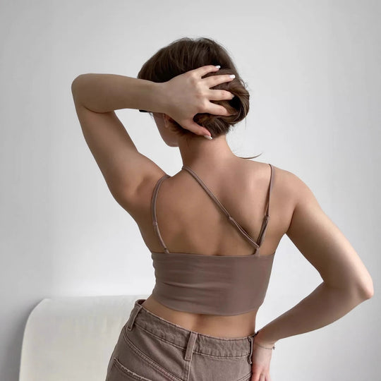 Damen Crop-Top mit schmalen Trägern und innovativem Schnitt R&B