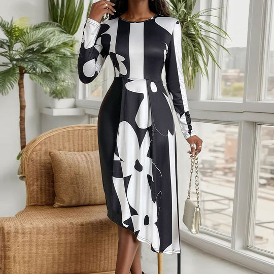 Damen Maxikleid mit modernem Grafikdesign und elegantem Schnitt R&B