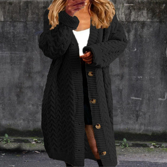 Damen Grobstrick Cardigan mit Knopfdetails und strukturiertem Muster R&B