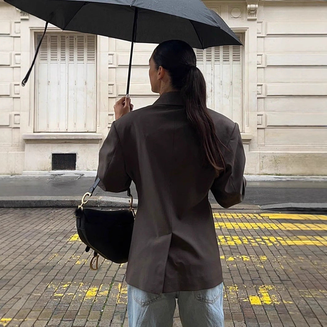 Damen elegante Blazerjacke im minimalistischen Design mit praktischen Taschen R&B