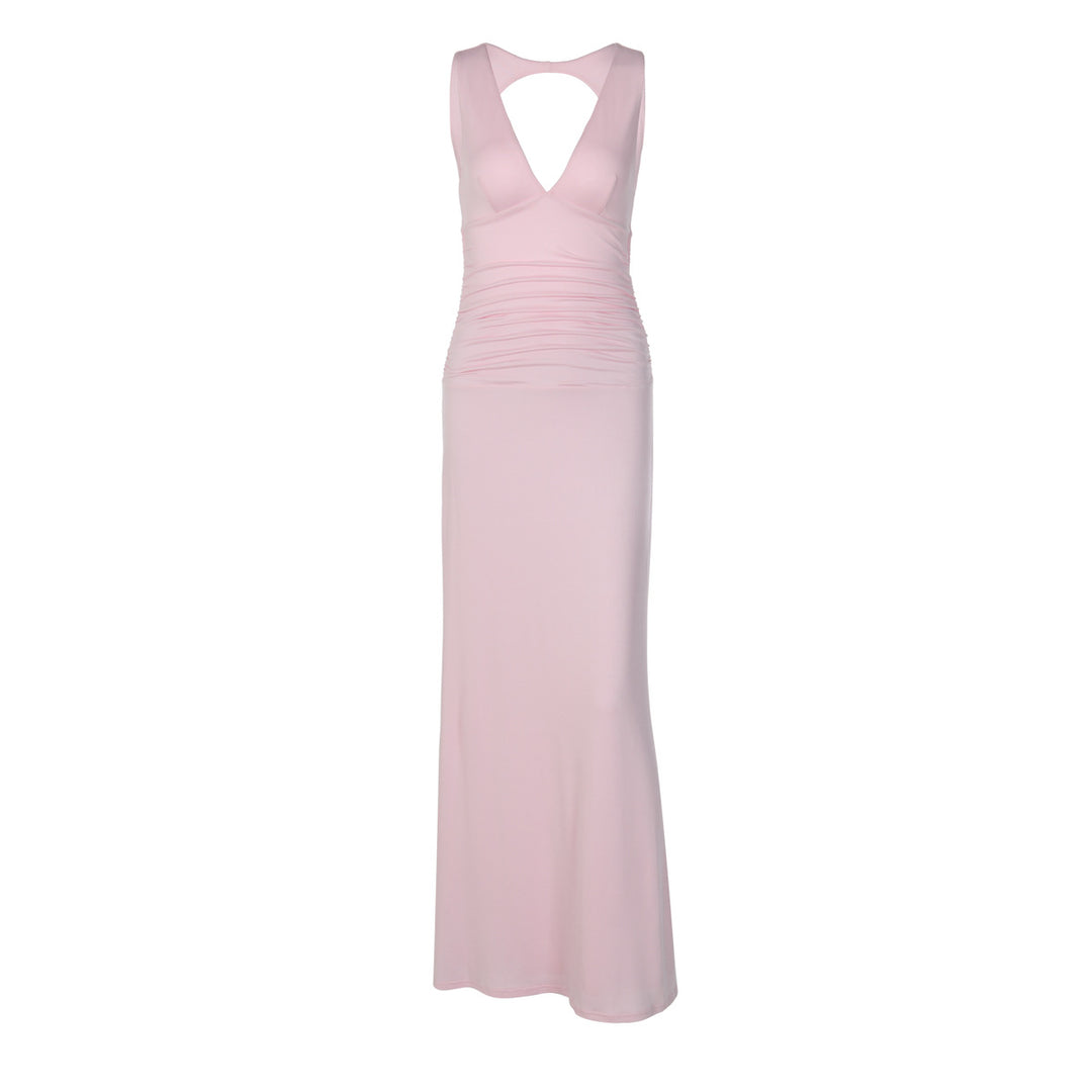 Damen Elegantes Kleid mit tiefem V-Ausschnitt und raffiniertem Rücken R&B