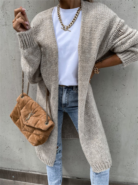 Damen Grobstrick-Cardigan mit lockerer Passform und modischen Details R&B