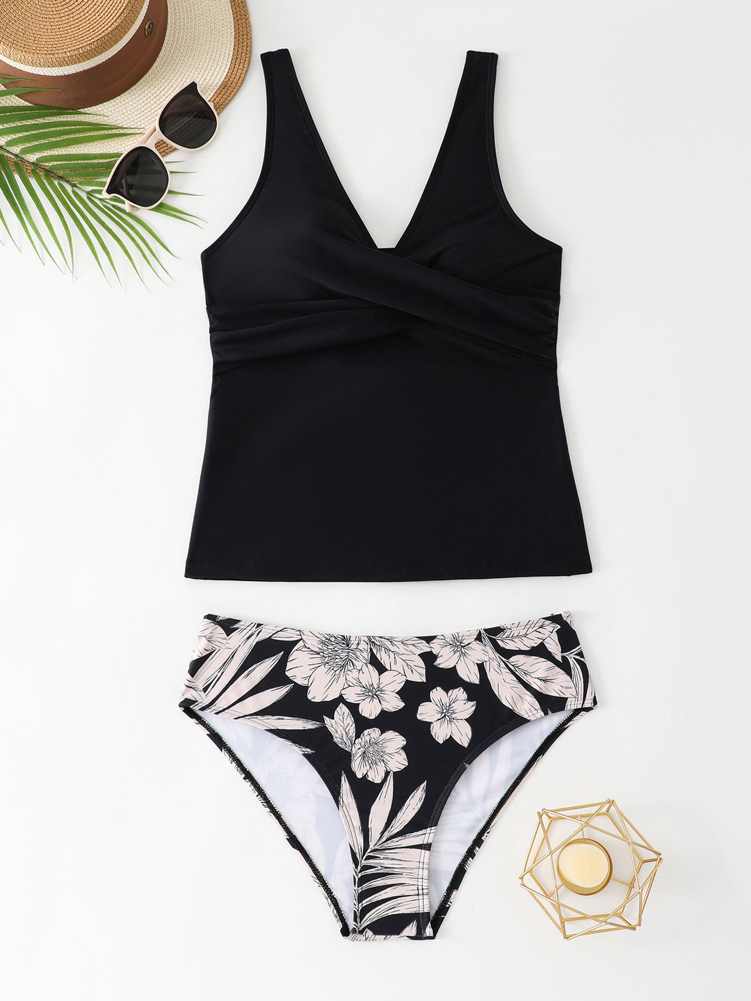 Damen Tankini-Set mit floralem Musterdetail und figurformendem Design R&B