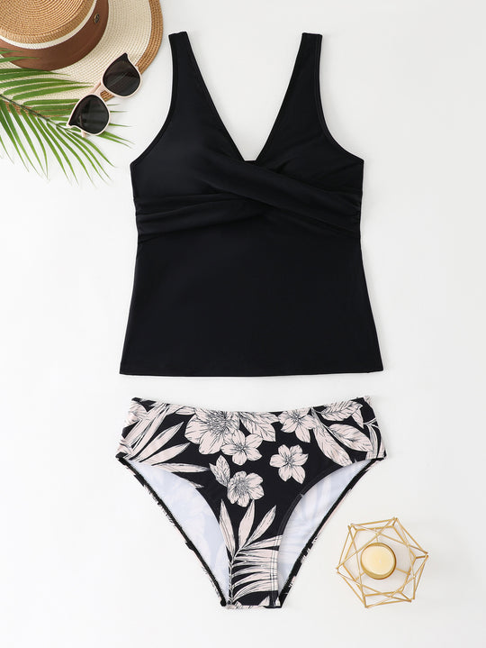Damen Tankini-Set mit floralem Musterdetail und figurformendem Design R&B