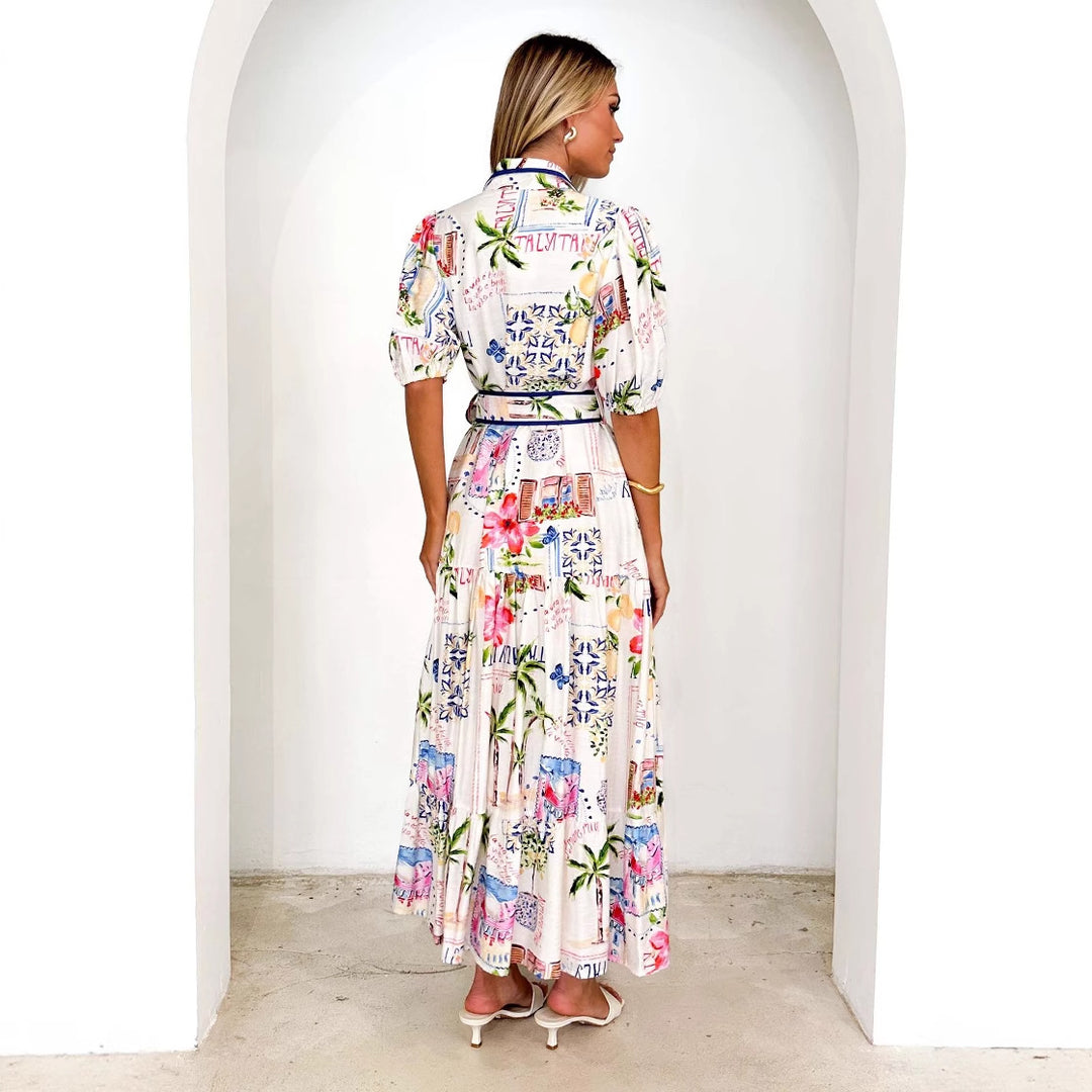 Damen Luftiges Maxikleid mit floralem Grafikdesign und praktischen Taschen R&B