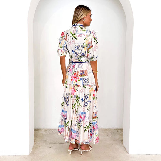 Damen Luftiges Maxikleid mit floralem Grafikdesign und praktischen Taschen R&B