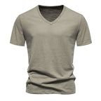 Herren V-Ausschnitt T-Shirt aus atmungsaktiver Baumwolle mit komfortablem Sitz