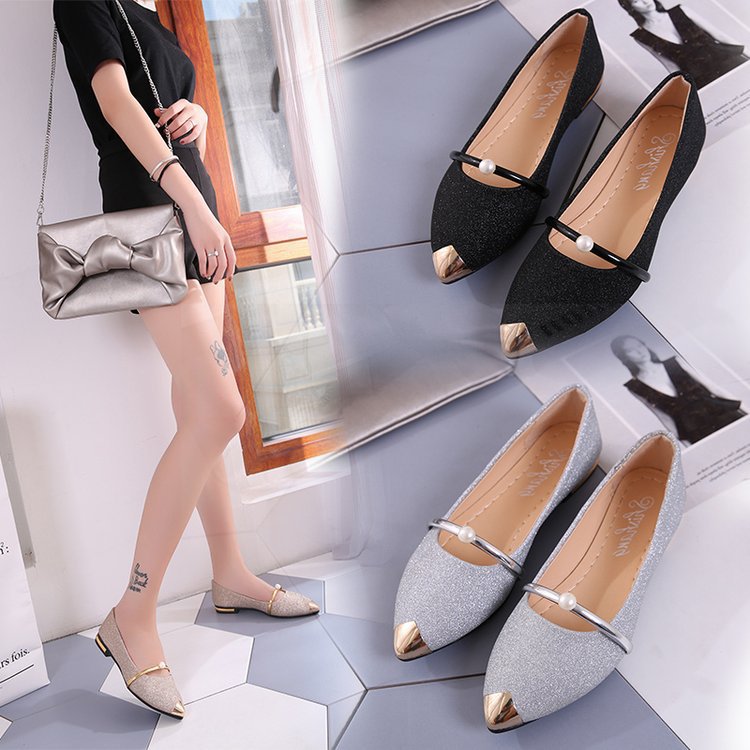 Damen Ballerinas mit funkelndem Glitzermaterial und eleganter Applikation R&B