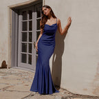 Damen elegantes Abendkleid mit schmalem Schnitt und raffinierten Trägern R&B