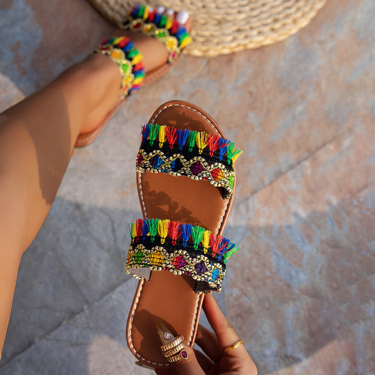 Damen Bunte Embellished Sandalen R&B