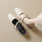 Damen elegante Slingback-Mules mit modischem Riemen und luxuriöser Schnallenakzent